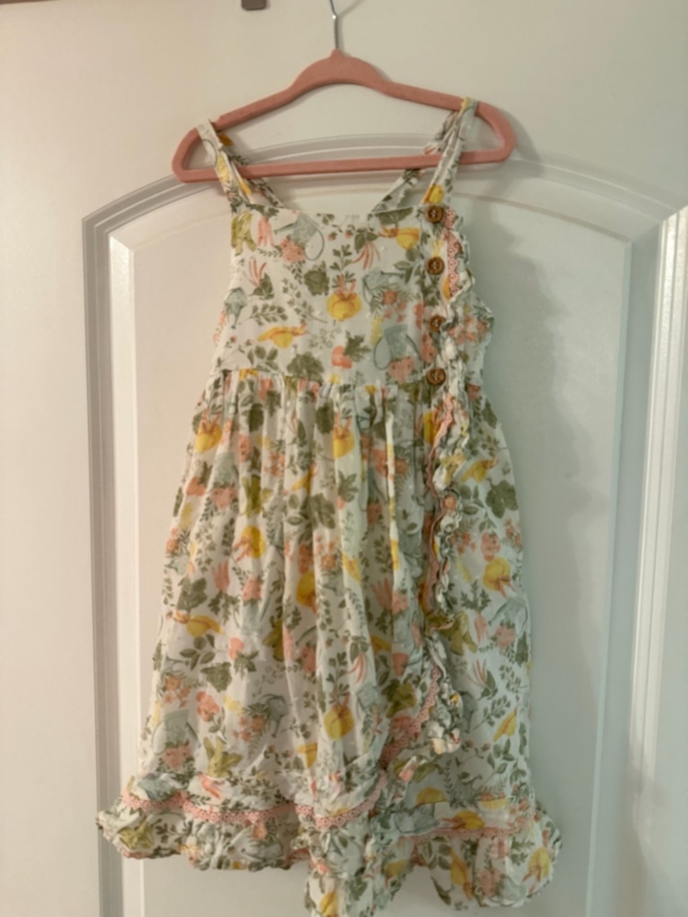 cupcakes & cashmere White Floral Sundress with Yellow and Pink Accents
